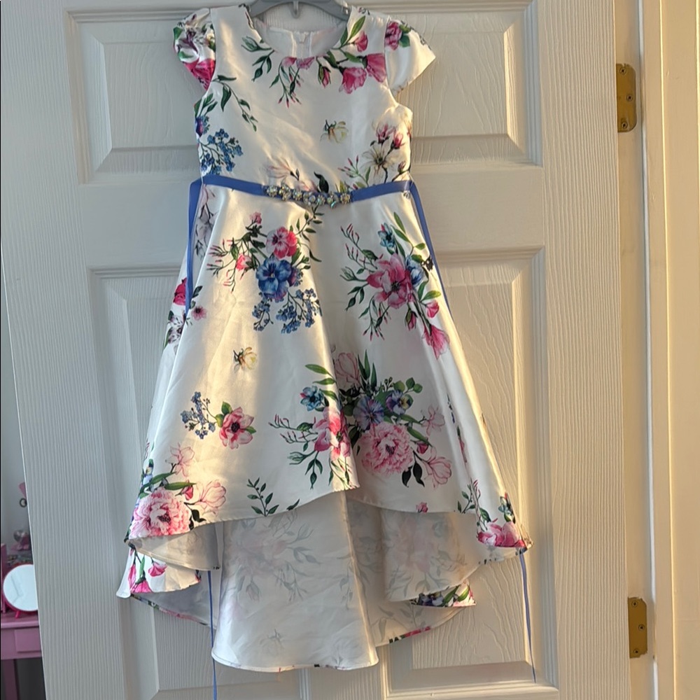 Rare Editions Pink and Blue Asymmetrical High-Low Dress